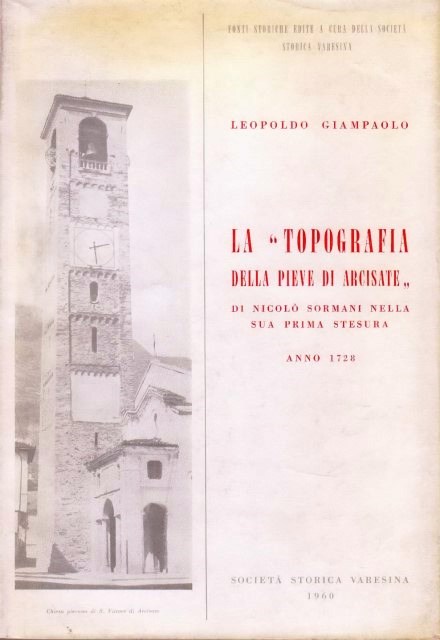 Leopoldo Giampaolo, La “topografia della pieve di Arcisate” di Nicolò Sormani, 1960